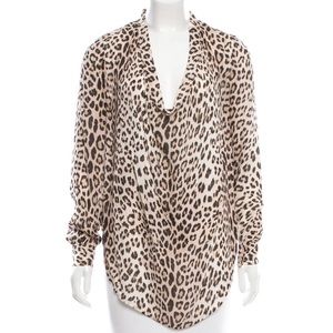 Haute Hippie Leopard Print Silk Blouse